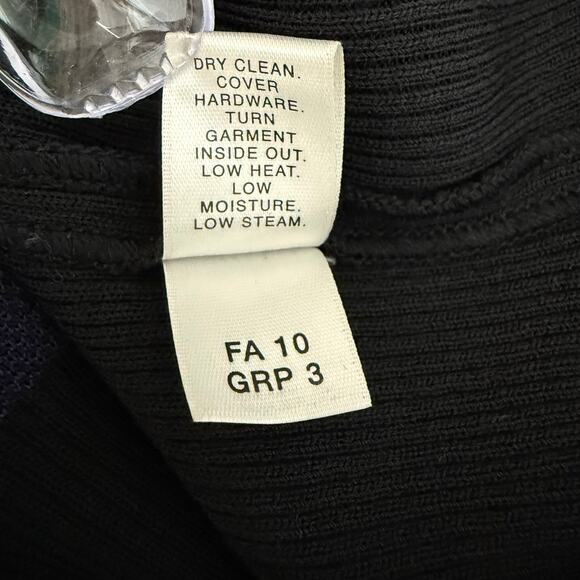 St John Animal Print Cardigan Sweater Purple Blue Black Button Front Women’s M - Picture 6 of 10